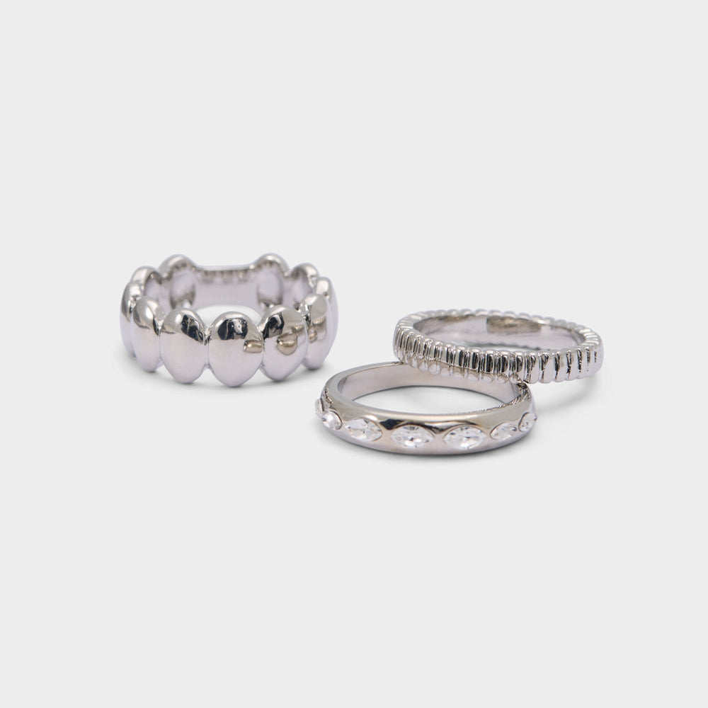 Aldo | Bublle in Silver Clear Multi - Stackable rings