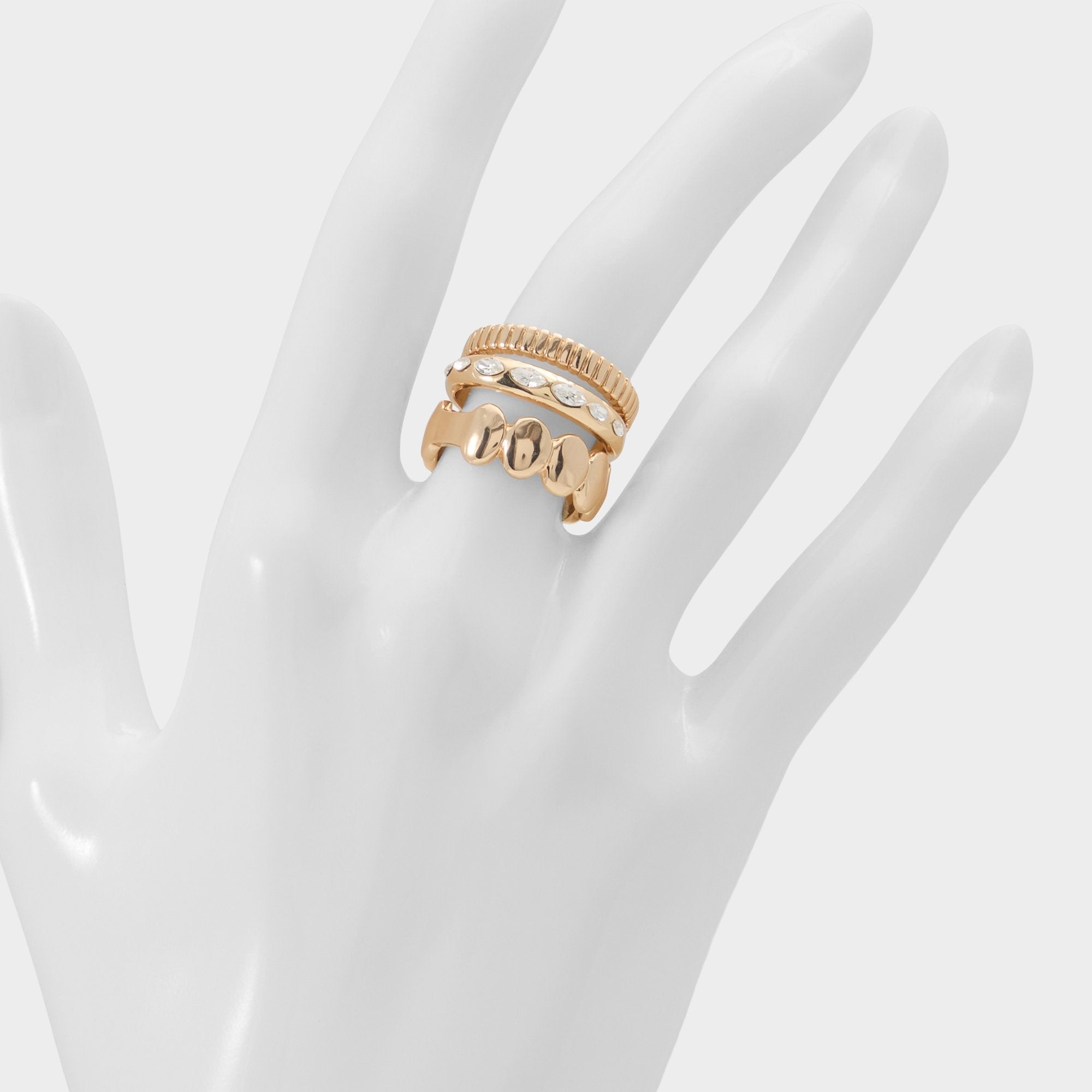 Aldo | Bublle in Gold Clear Multi - Stackable rings