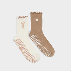 Aldo | Pilatesock in Dark Beige - Pilates socks