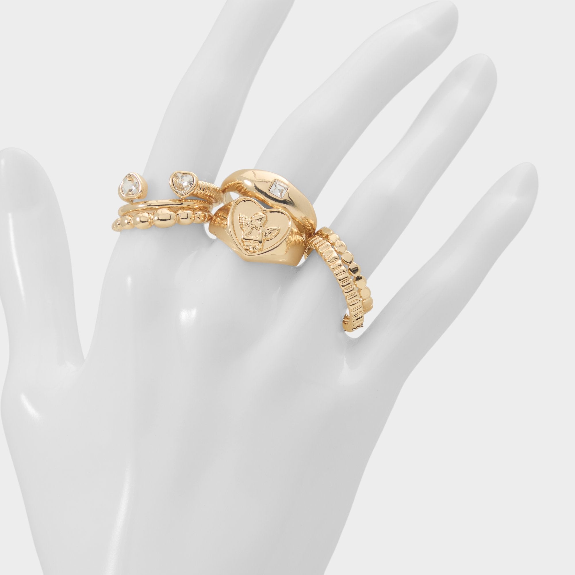 Aldo | Anngellica in Gold Clear Multi - Multi-finger rings