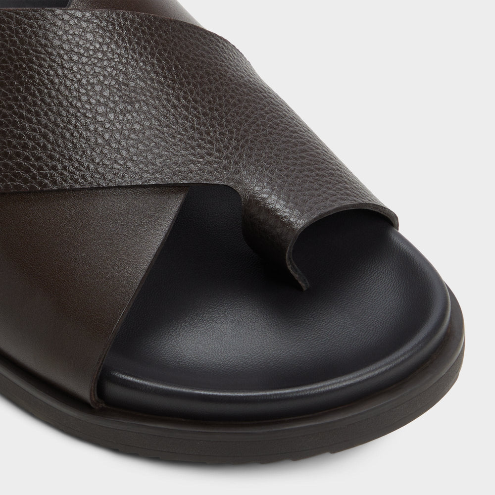 Aldo | Darley Dark Brown Men's Sandals & Slides - Strappy flat sandal