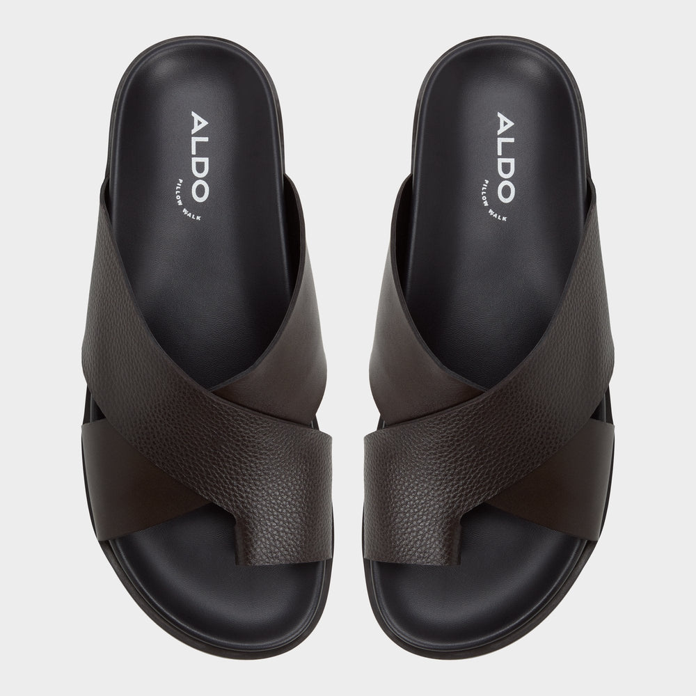 Aldo | Darley Dark Brown Men's Sandals & Slides - Strappy flat sandal