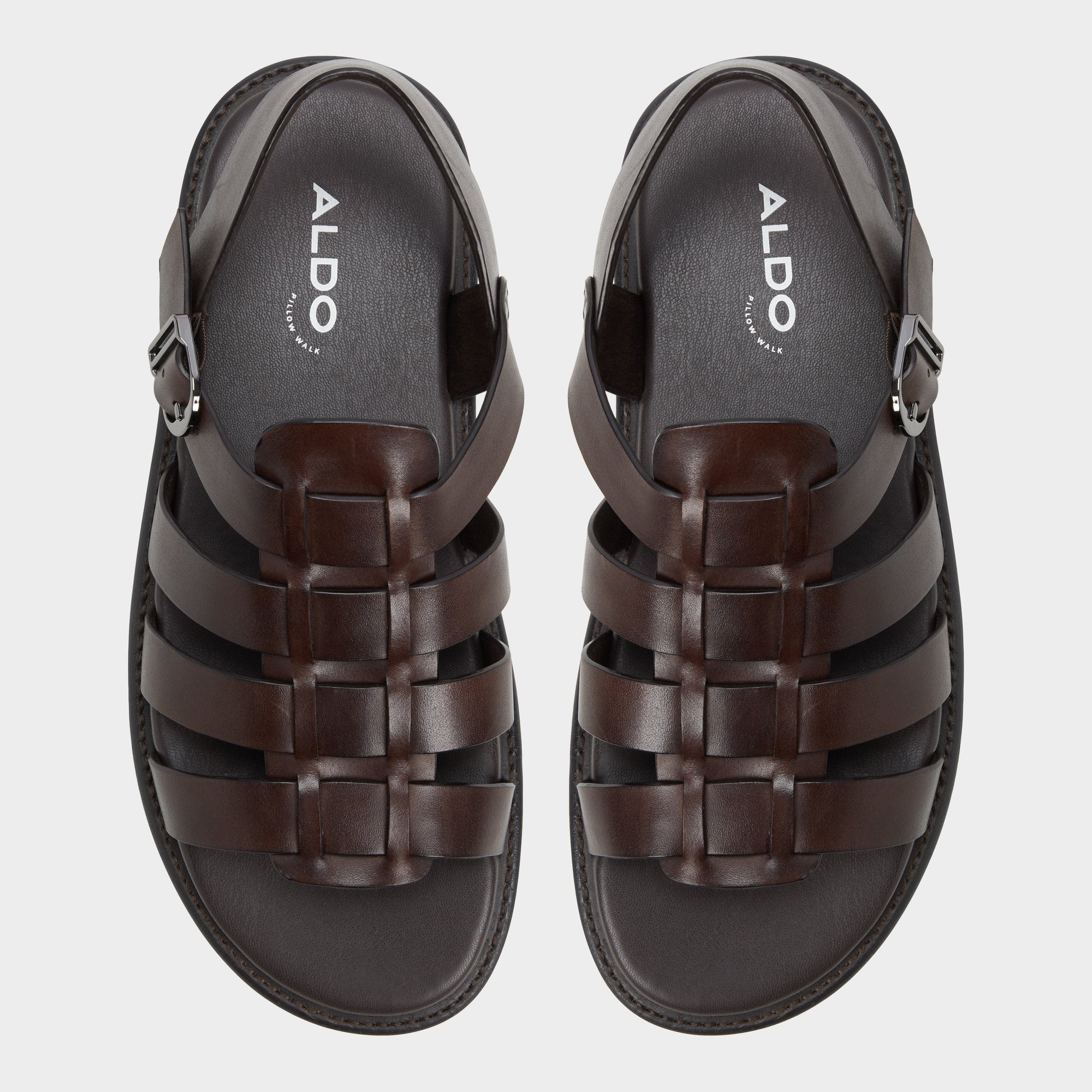 Aldo | Warley Dark Brown Men's Sandals & Slides - Strappy flat sandal