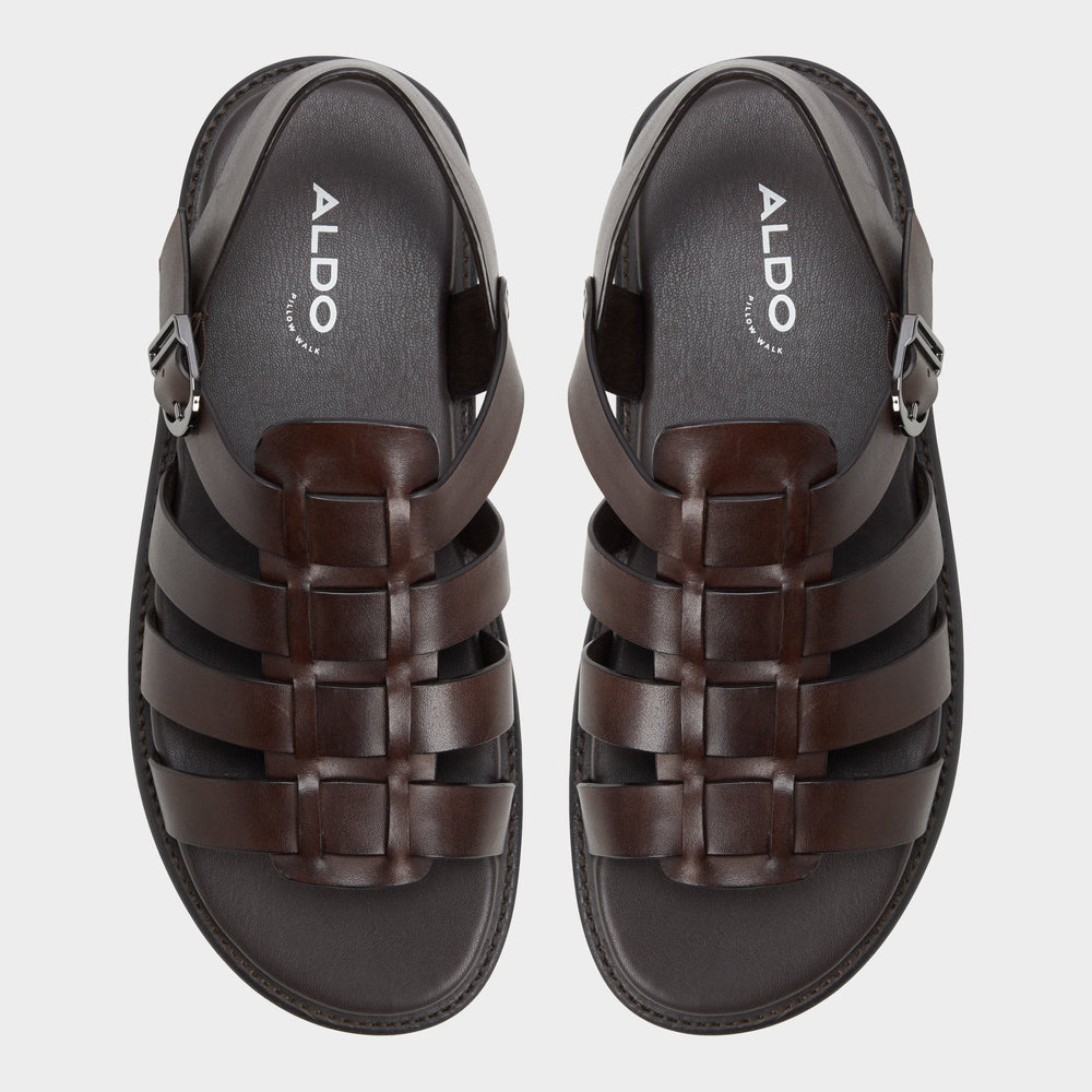 Aldo | Warley Dark Brown Men's Sandals & Slides - Strappy flat sandal