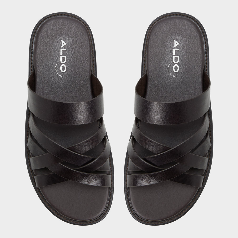 Aldo | Haniff Brown Men's Sandals & Slides - Strappy flat sandal