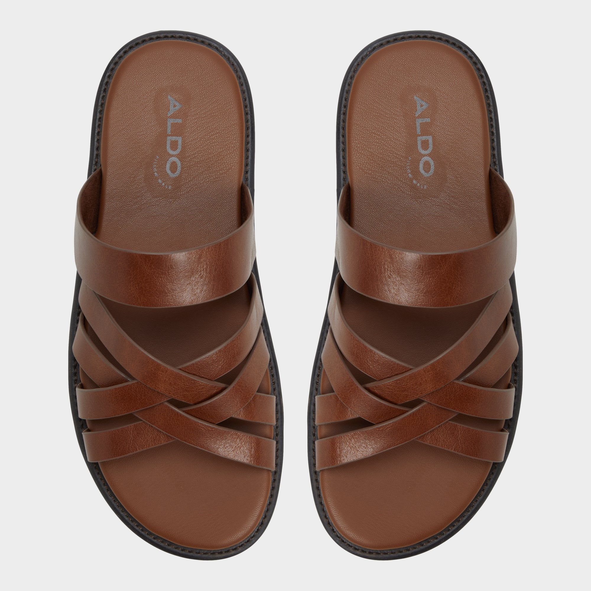Aldo | Haniff Cognac Men's Sandals & Slides - Strappy flat sandal