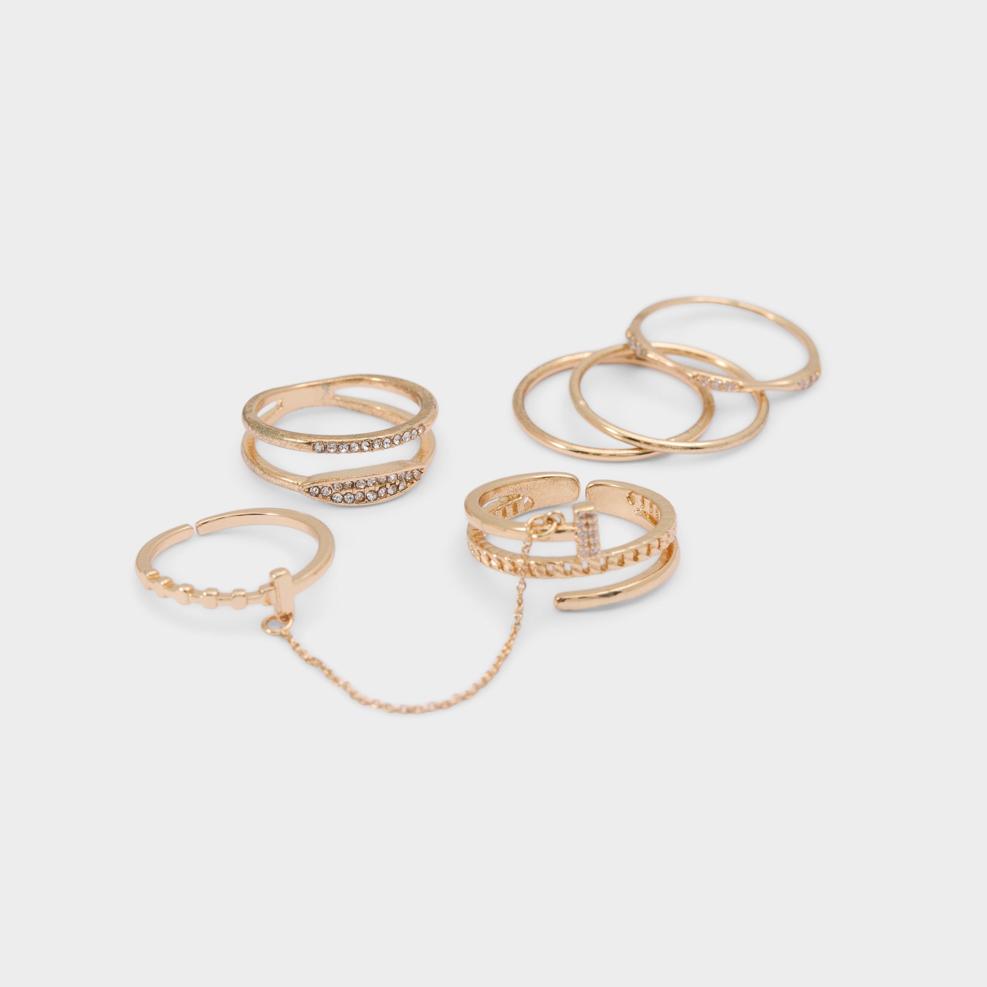 Aldo | Ringsies in Gold Clear Multi - Multi finger rings