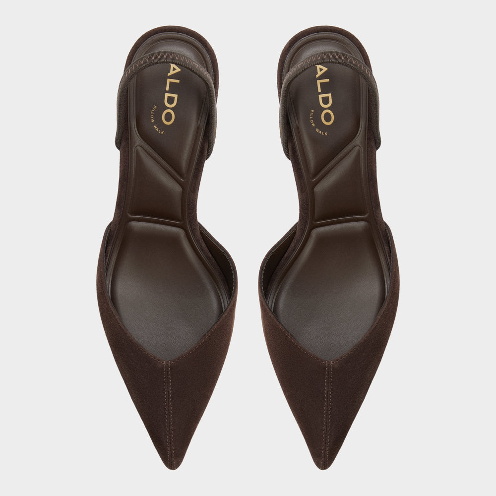Aldo | Re in Olivia Dark Brown - Sling back high heel, Stiletto heel