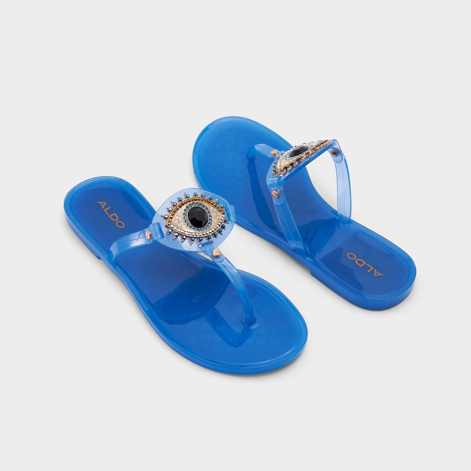 Aldo | Ebariel Medium Blue Women's Jelly Sandals & Flip Flops - T-strap sandal